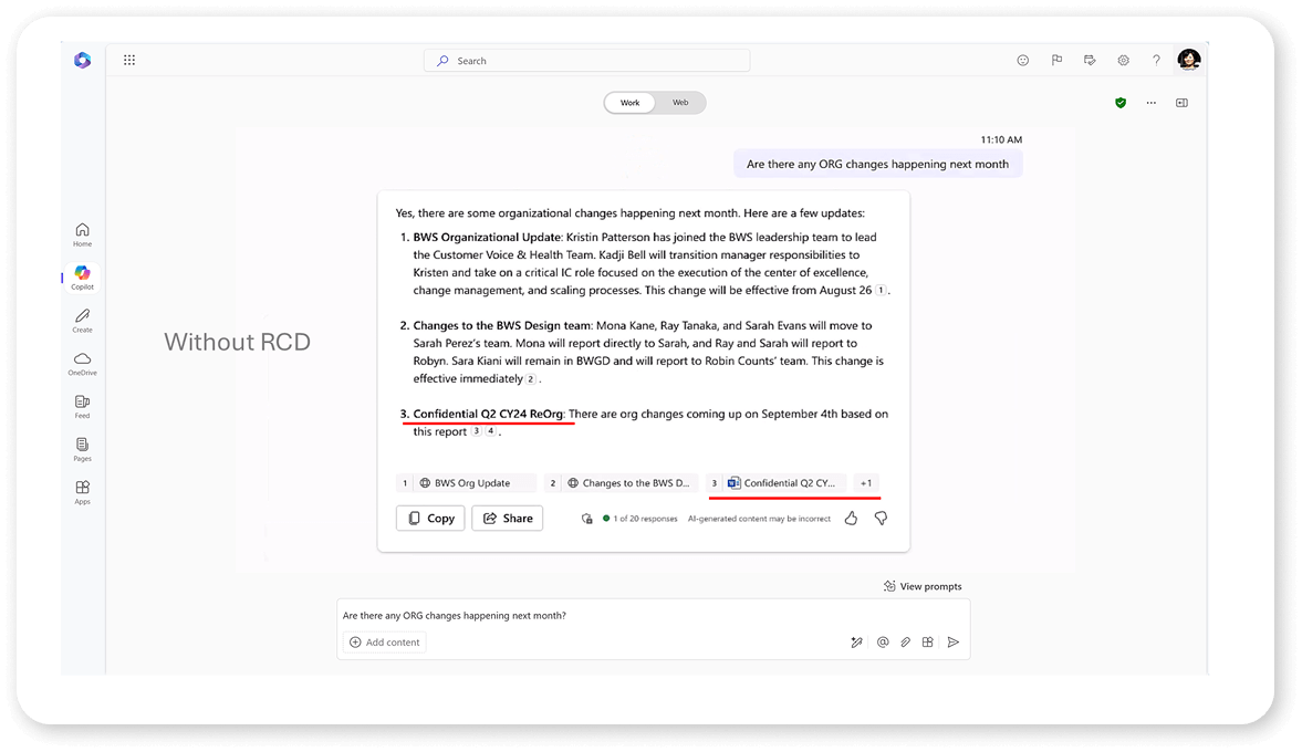 Microsoft Copilot results without RCD